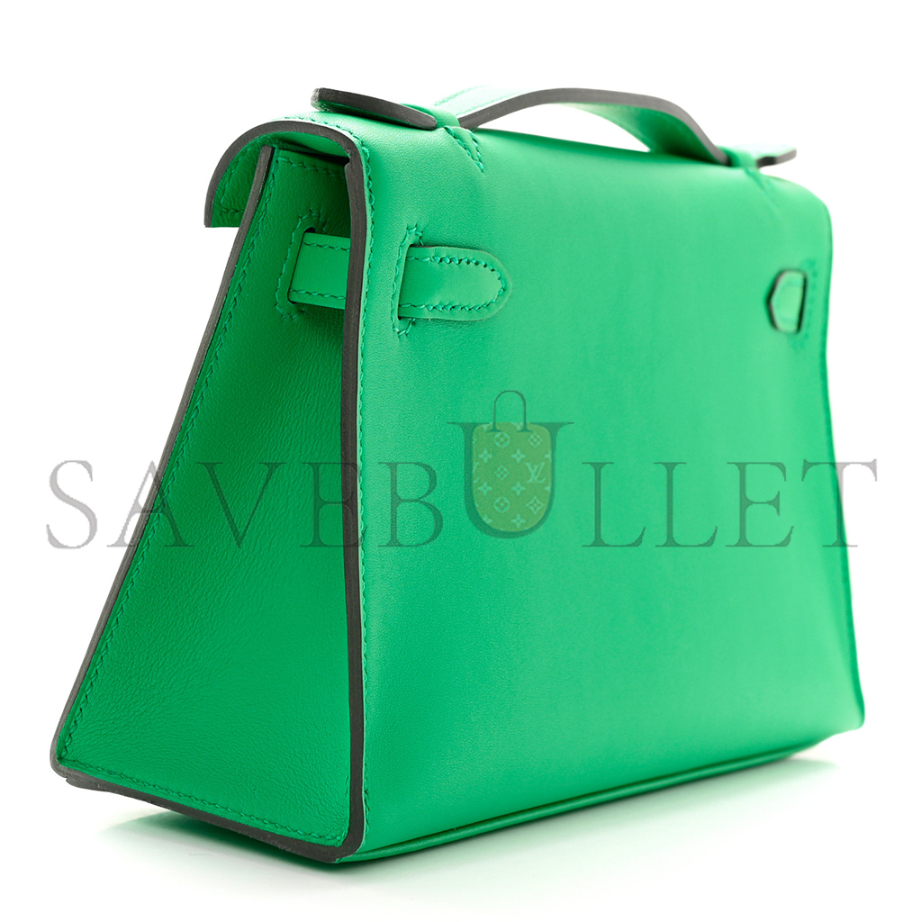 HERMÈS SWIFT KELLY POCHETTE CLUTCH MENTHE (22*14*7cm) 